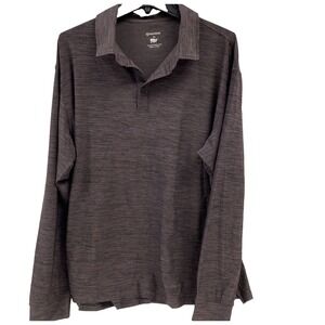 Naviskin Mens XL Polo shirt UPF 50+ Sun Protection Outdoor Long Sleeve Golf Brn